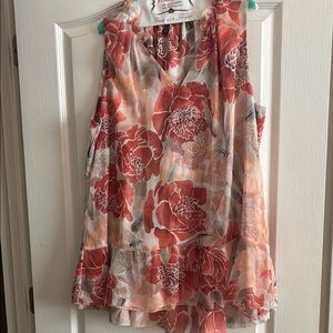 White House Black Market Pink Ruffled Asymmetrical Blouse